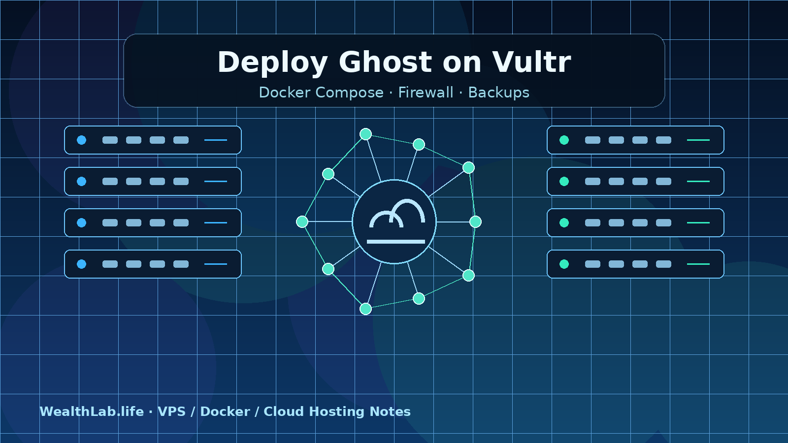 Ghost Docker deployment architecture on a Vultr cloud server